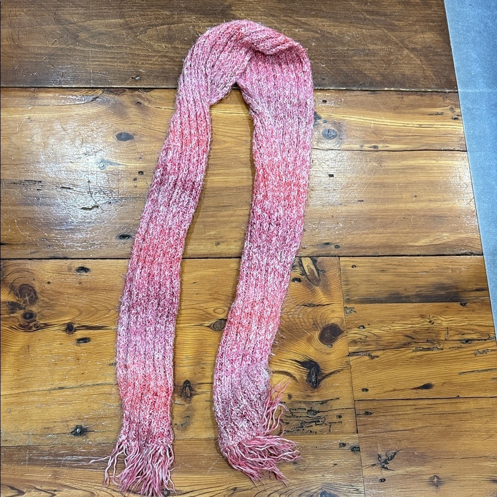 Handmade Red Pink and White Hombre Knit Long Winter Holiday Scarf
